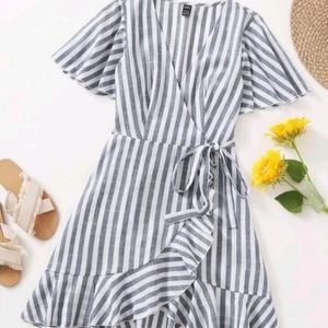 Striped wrap dress
